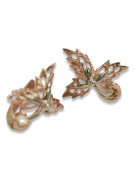 "Boucles d'oreilles feuille d'érable en or rose 14 carats 585 vintage sans pierres" ven177 ven177