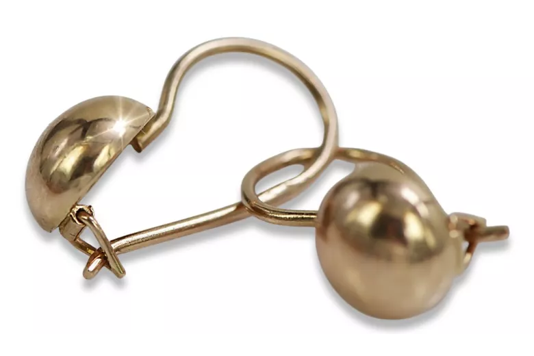 "No Stones Original Vintage 14K Rose Gold Ball Earrings" ven178 ven178