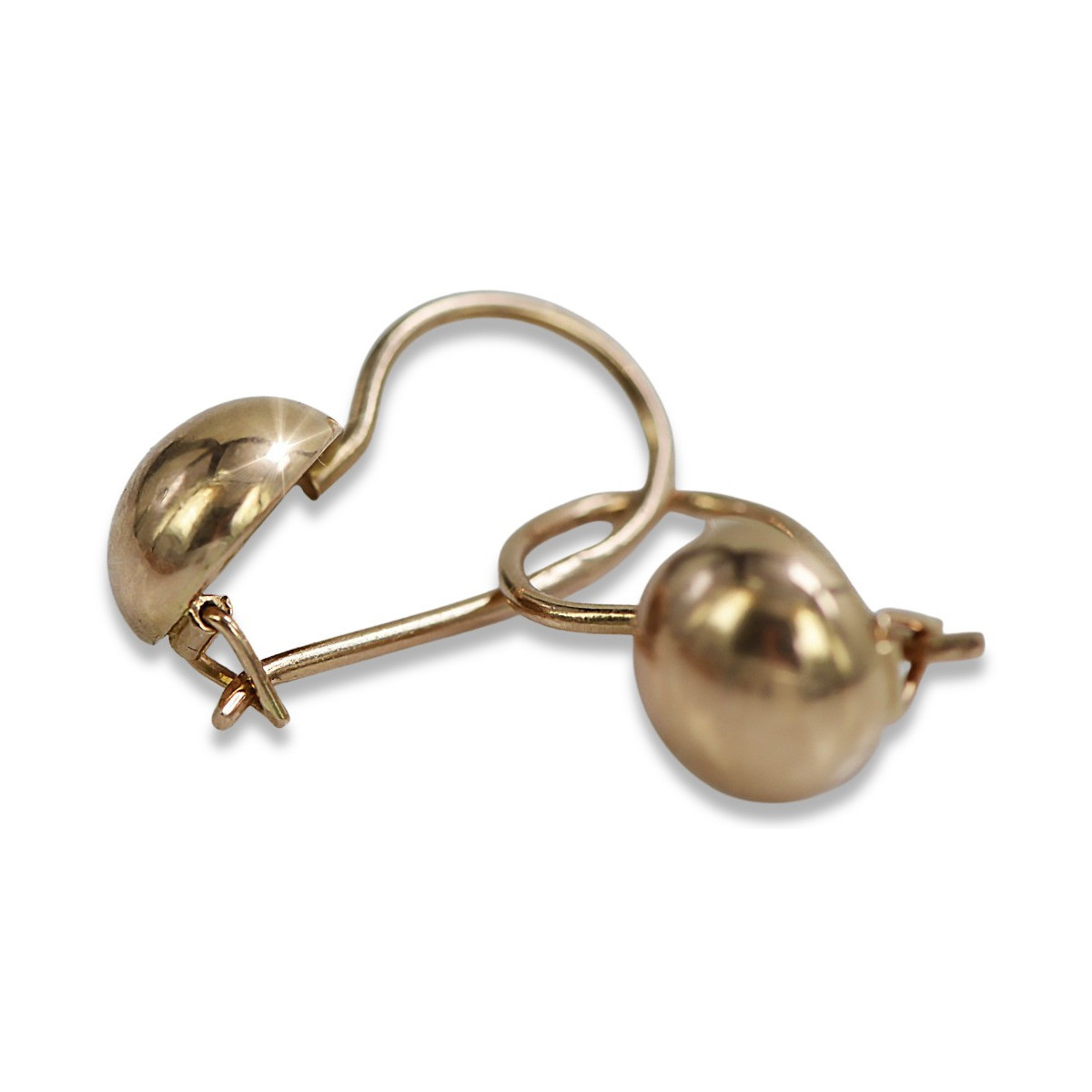 "No Stones Original Vintage 14K Rose Gold Ball Earrings" ven178 ven178