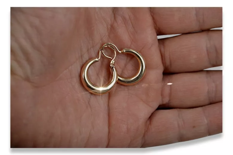 "No Stones 14k Rose Pink Gold Vintage Hoop Earrings" ven183 ven183