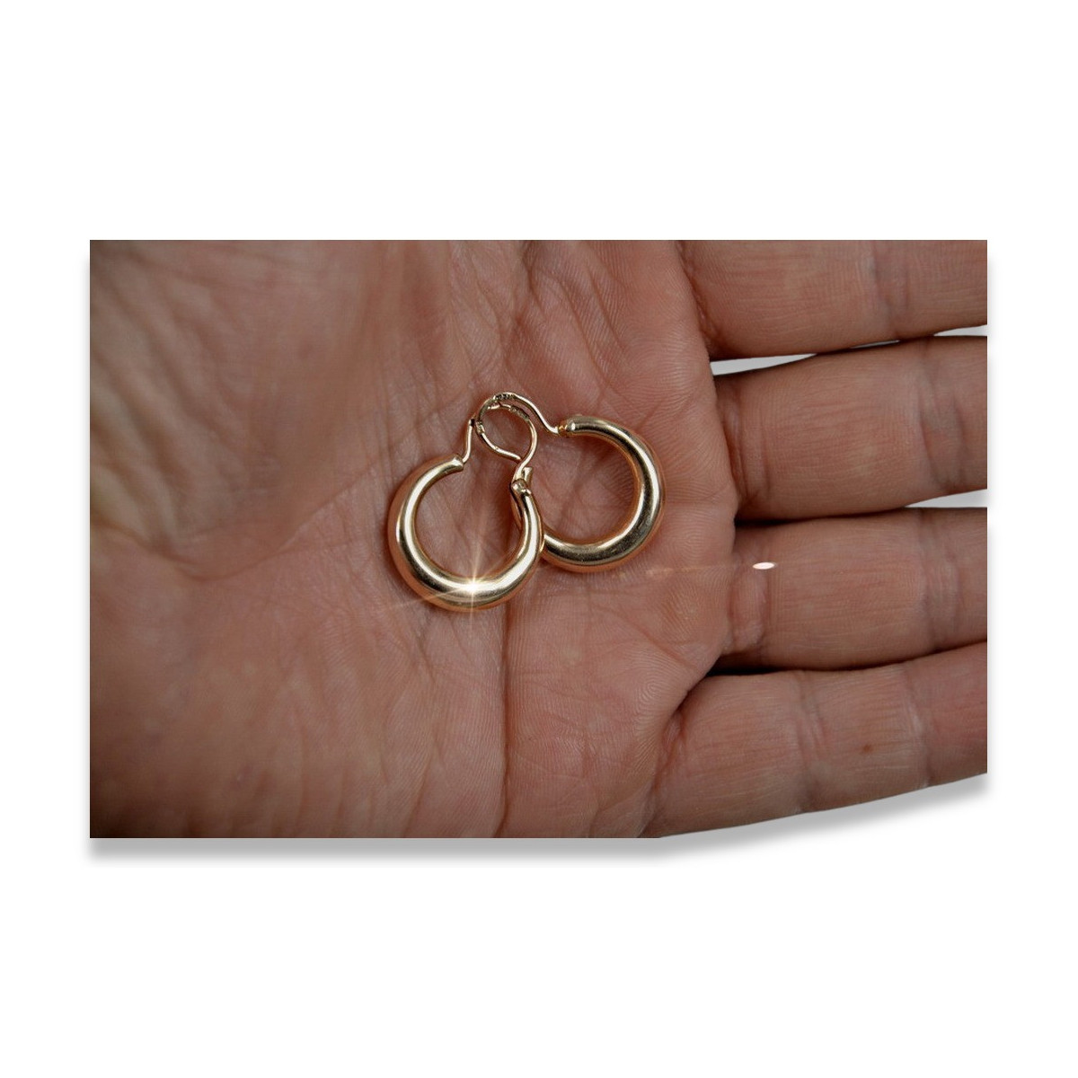 "No Stones 14k Rose Pink Gold Vintage Hoop Earrings" ven183 ven183