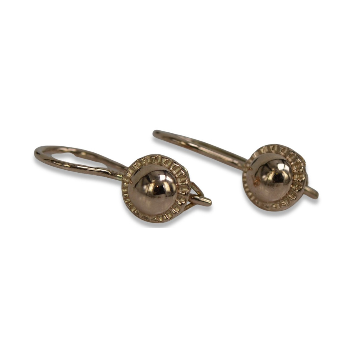 "Classic No Stones 14k Rose Gold Vintage Ball Earrings" ven191 ven191