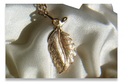 "Pendentif feuille vintage en Or rose 14 carats 585 sans pierres" vpn028 vpn028