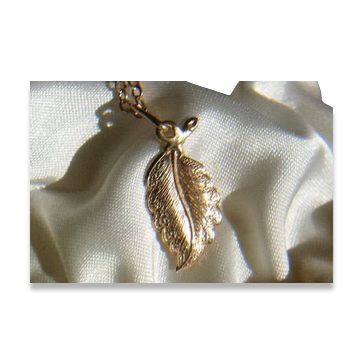 "Pendentif feuille vintage en Or rose 14 carats 585 sans pierres" vpn028 vpn028