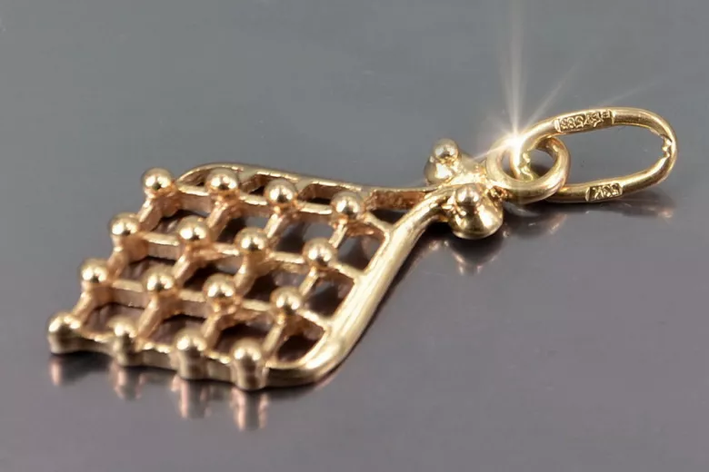 "Pendentif Carré Vintage en Or Rose 14 Carats 585, Pas de Pierres"  vpn029 vpn029