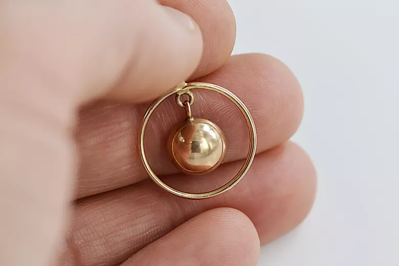 "No Stones, Original Vintage 14K Rose Gold Circle Pendant" vpn031 vpn031