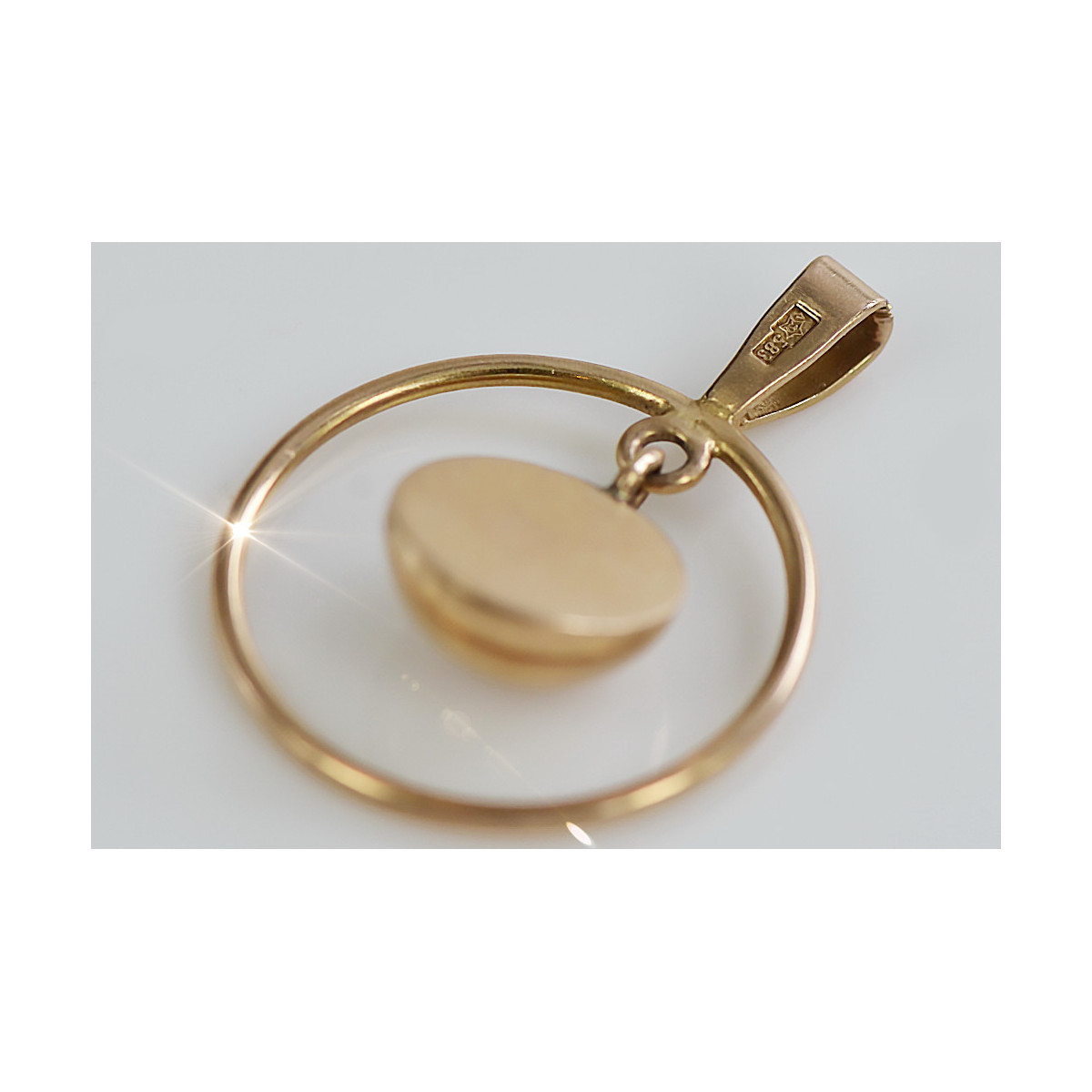 "No Stones, Original Vintage 14K Rose Gold Circle Pendant" vpn031 vpn031