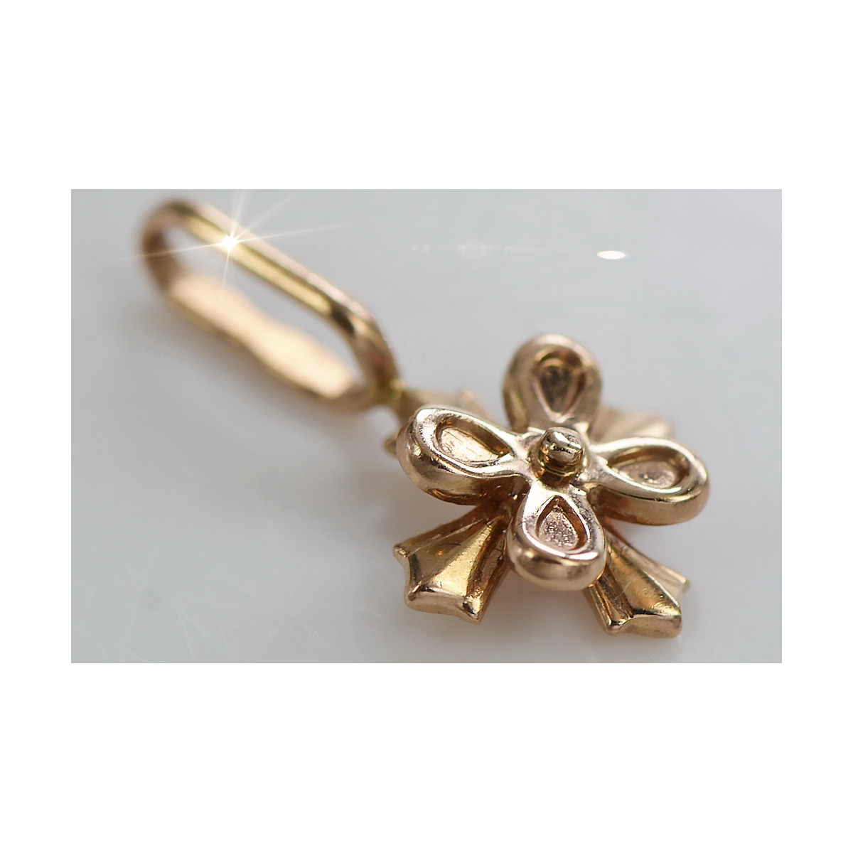 "No Stones, Original Vintage 14K Rose Gold Floral Pendant" vpn043 vpn043