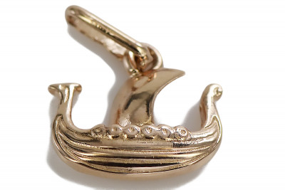 "Pendentif de bateau vintage en or rose 14 carats 585, Pas de pierres" vpn044 vpn044