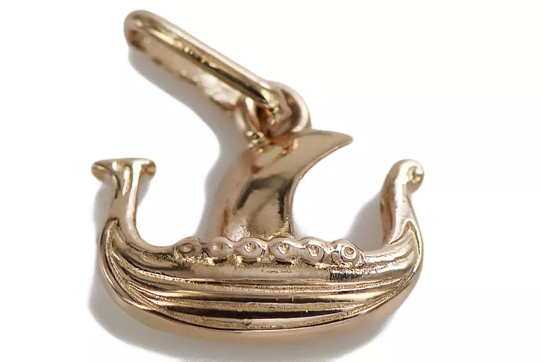 "Original Vintage 14K Rose Gold Boat Pendant without Stones" vpn044 vpn044