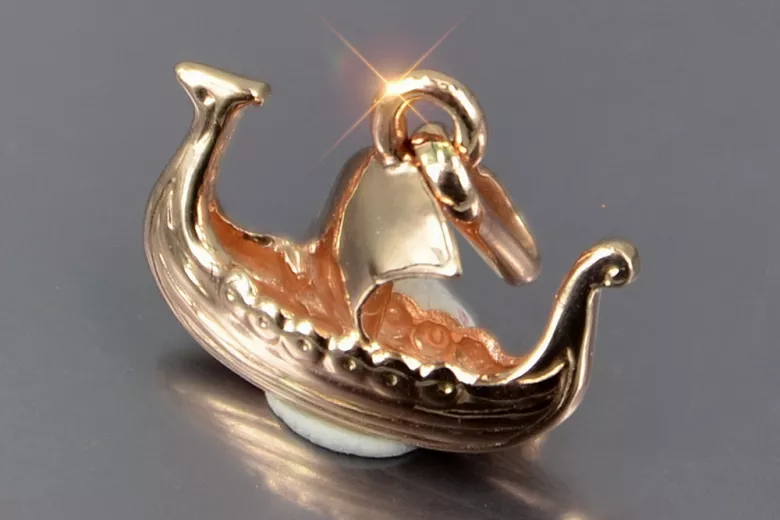 "Pendentif de bateau vintage en or rose 14 carats 585, Pas de pierres" vpn044 vpn044