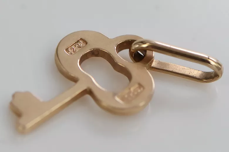 "Authentischer Vintage Schlüssel Anhänger in 14k Roségold 585 - Keine Steine"  vpn049 vpn049