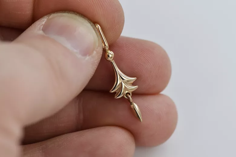 "Vintage Leaf Pendant in Original 14K Rose Gold - No Stones" vpn051 vpn051