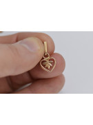 "No Stones, Pure 14K 585 Rose Gold Vintage Heart Pendant" vpn053 vpn053