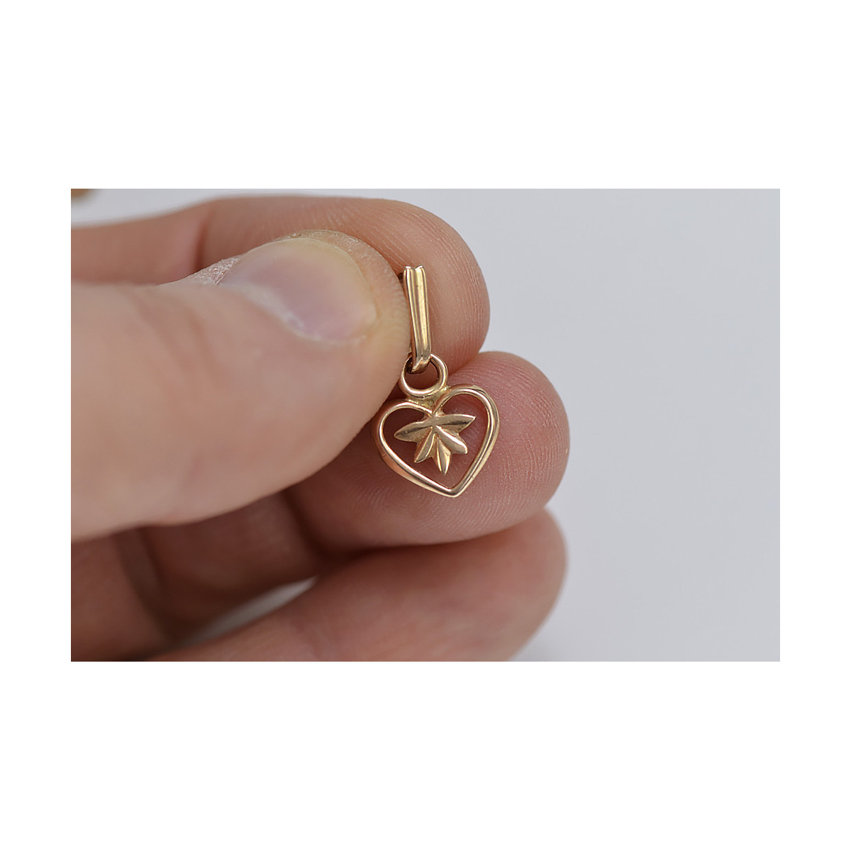 "Pendentif Coeur Vintage en Or Rose 14 Carats 585 d'Origine, Pas de Pierres" vpn053 vpn053