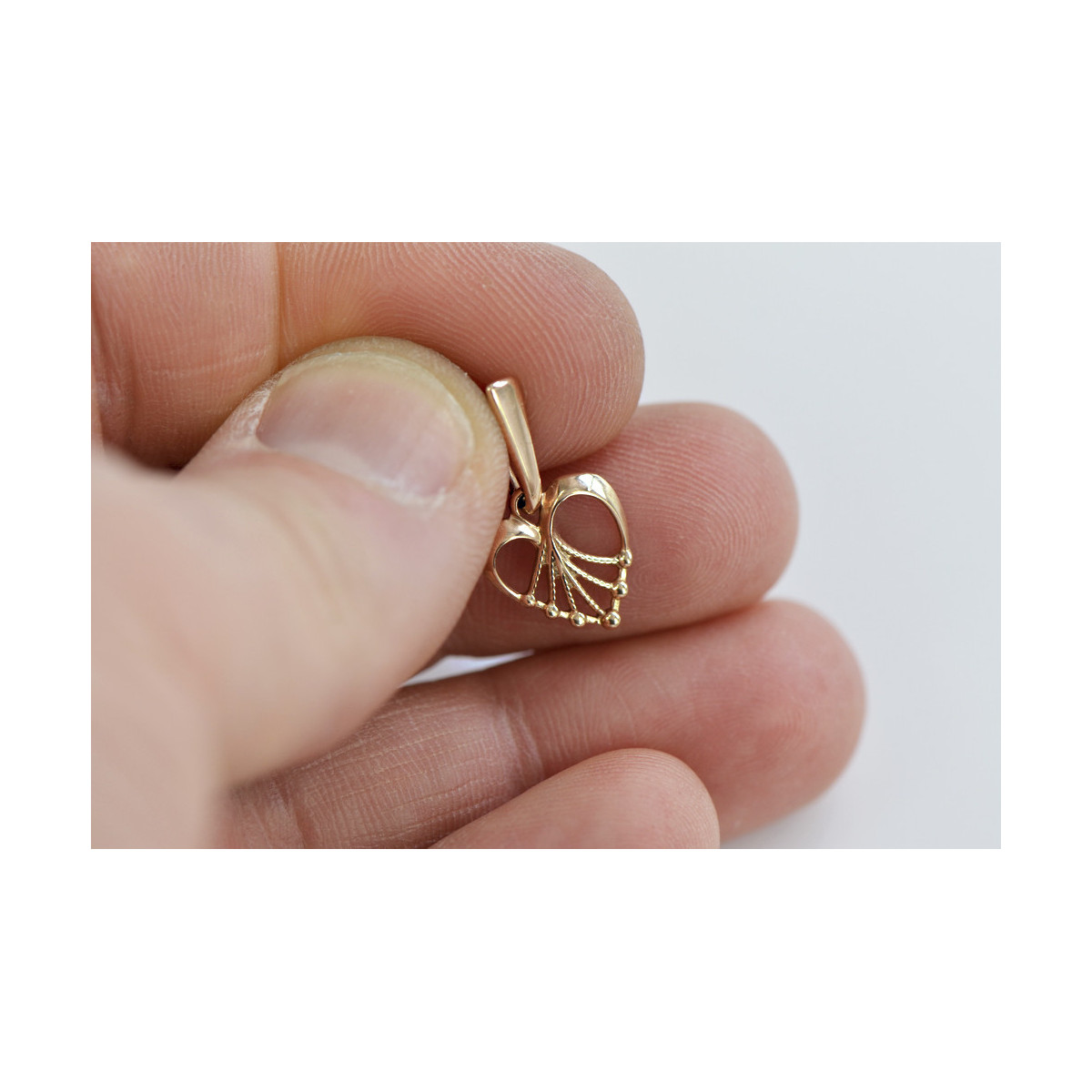 "Original Vintage 14K Rose Gold Heart Pendant without Stones" vpn076 vpn076