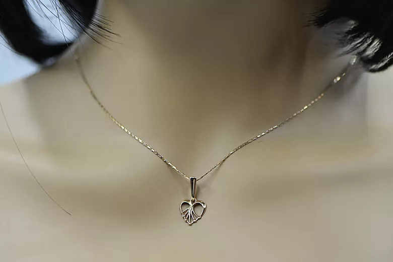 "Original Vintage 14K Rose Gold Heart Pendant without Stones" vpn076 vpn076