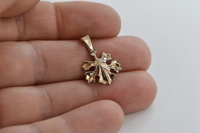 "Pendentif Feuille Vintage en Or Rose 14 carats 585 sans Pierres" vpn077 vpn077