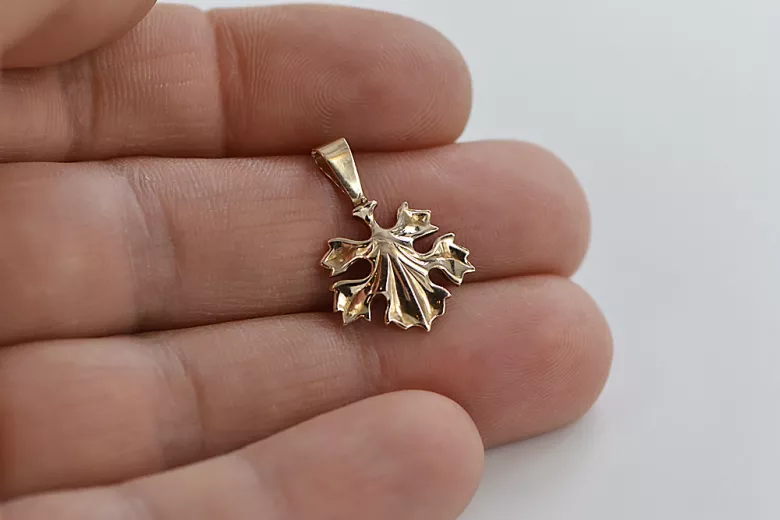 "Pendentif Feuille Vintage en Or Rose 14 carats 585 sans Pierres" vpn077 vpn077