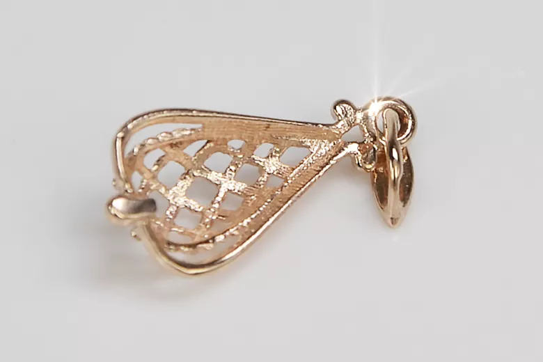 "Charme Vintage, Pendentif Feuille en Or Rose 14 carats 585 Sans Pierres" vpn082 vpn082