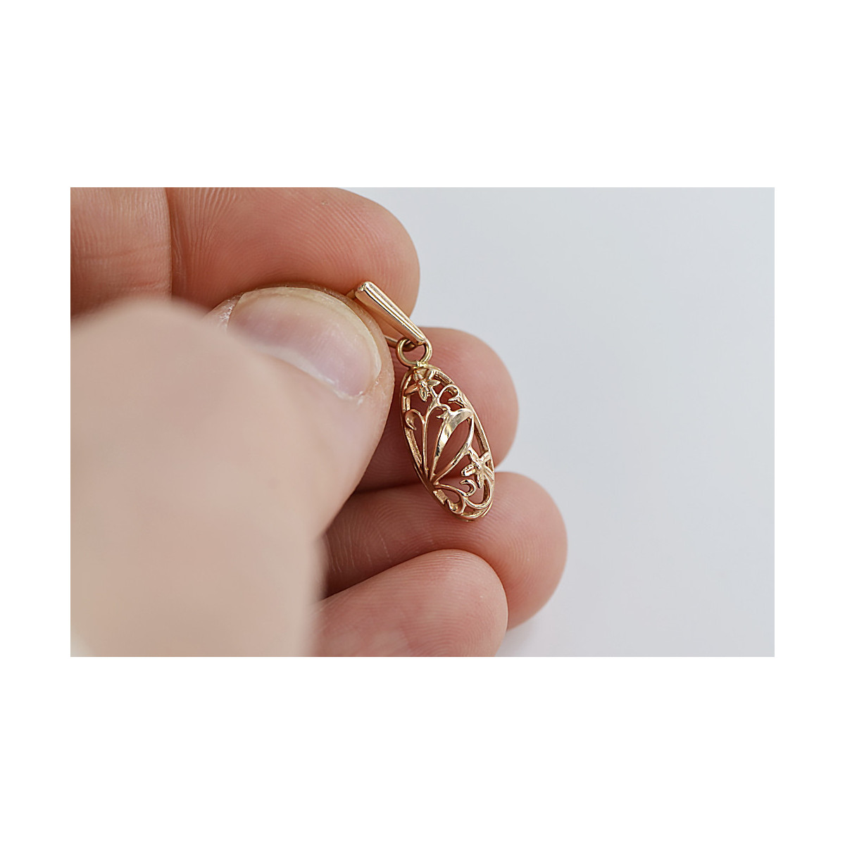 "No Stones Original 14K Rose Gold Vintage Leaf Pendant" vpn083 vpn083