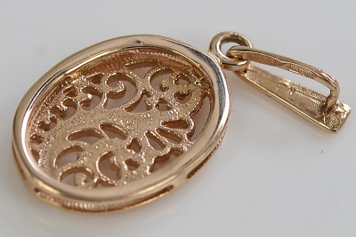 "Pendentif ovale d'époque en or rose 14 carats 585 sans pierres" vpn088 vpn088