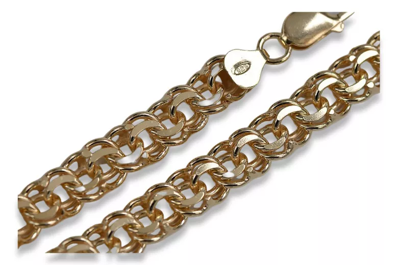 Yellow rose gold chain ★ russiangold.com ★ Gold 585 333 Low price ★ Garibaldi Bismark