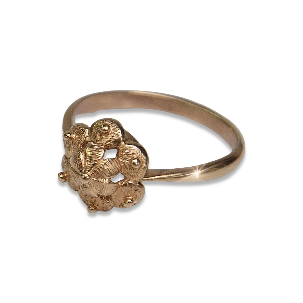 Russe soviétique rose rose 14k 585 or Bague vintage vrn004