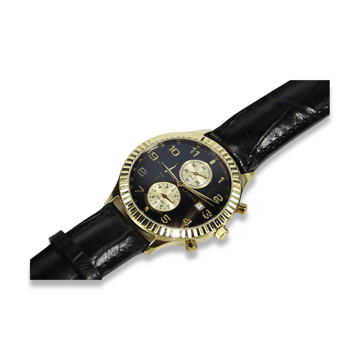 Gold men's watch Geneve ★ zlotychlopak.pl ★ Gold purity 585 333 Low Price!