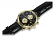 14K Yellow Gold Men's Watch with Black Dial mw007y