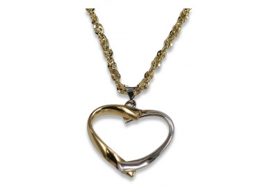 "Exquisite Italian 14k Gold Heart Pendant & Rope Chain Set" cpn013ywM&cc074y