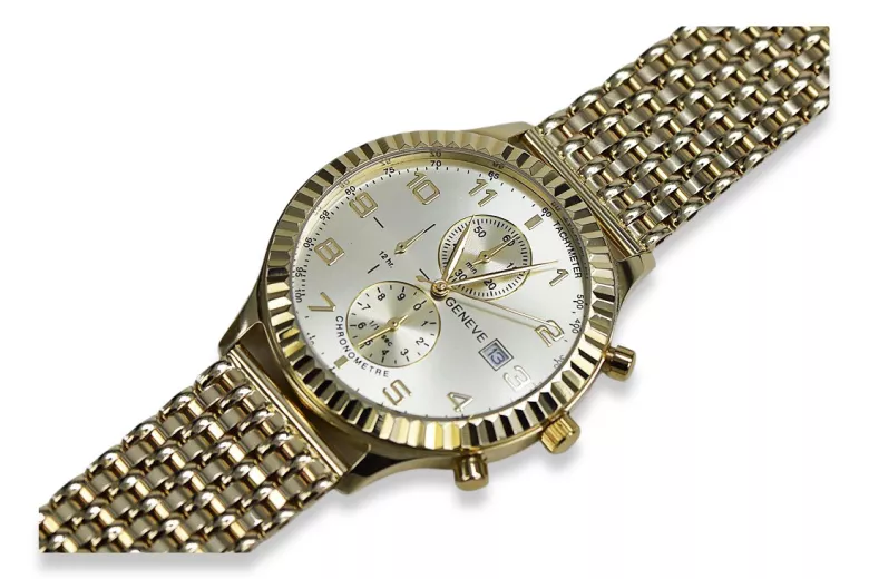 Reloj de Hombre de Oro Italiano 14k 585 Amarillo Geneve mw007y&mbw013y