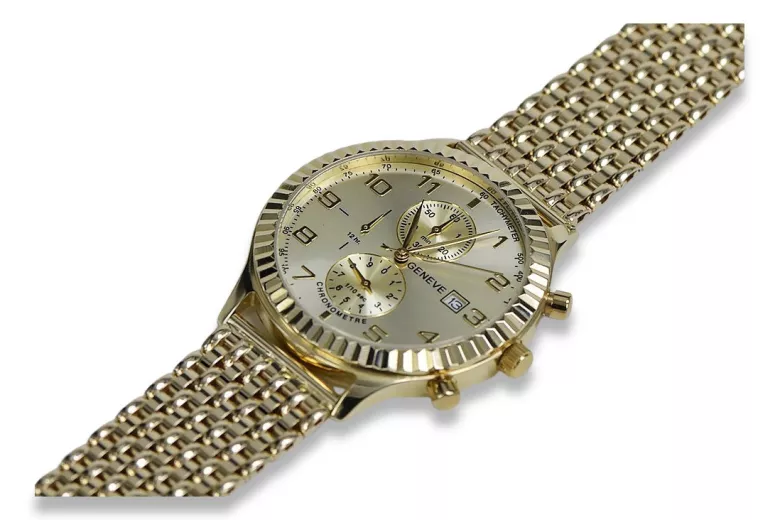 Reloj de Hombre de Oro Italiano 14k 585 Amarillo Geneve mw007y&mbw013y