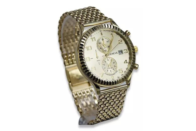 Reloj de Hombre de Oro Italiano 14k 585 Amarillo Geneve mw007y&mbw013y