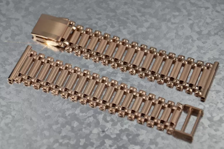 14 Karat Roségold, Einstellbare Armbanduhr mit Vintage-Rosenquarz mbw002r