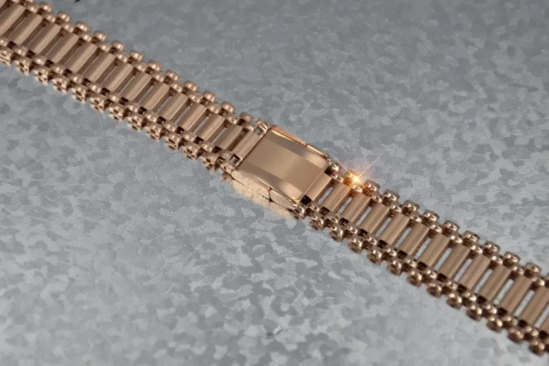 Pulsera de reloj de oro rosa de 14 quilates, ajustable mbw002r