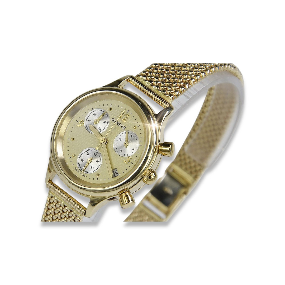 Reloj de oro para hombre Geneve ★ zlotychlopak.pl ★ Pureza de oro 585 333 Precio bajo!