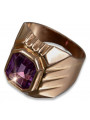 Bague de Sceau en Alexandrite Vintage Or Rose 14 Carats + Rubis vsc002