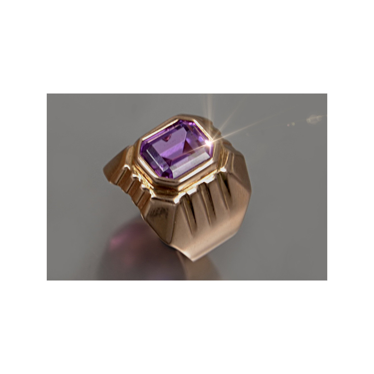 Bague de Sceau en Alexandrite Vintage Or Rose 14 Carats + Rubis vsc002