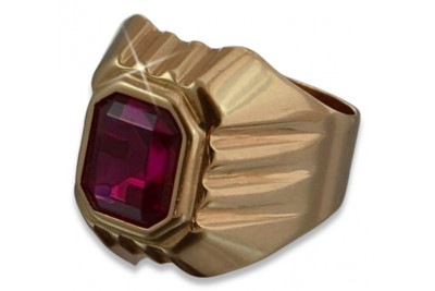 Bague de Sceau en Alexandrite Vintage Or Rose 14 Carats + Rubis vsc002