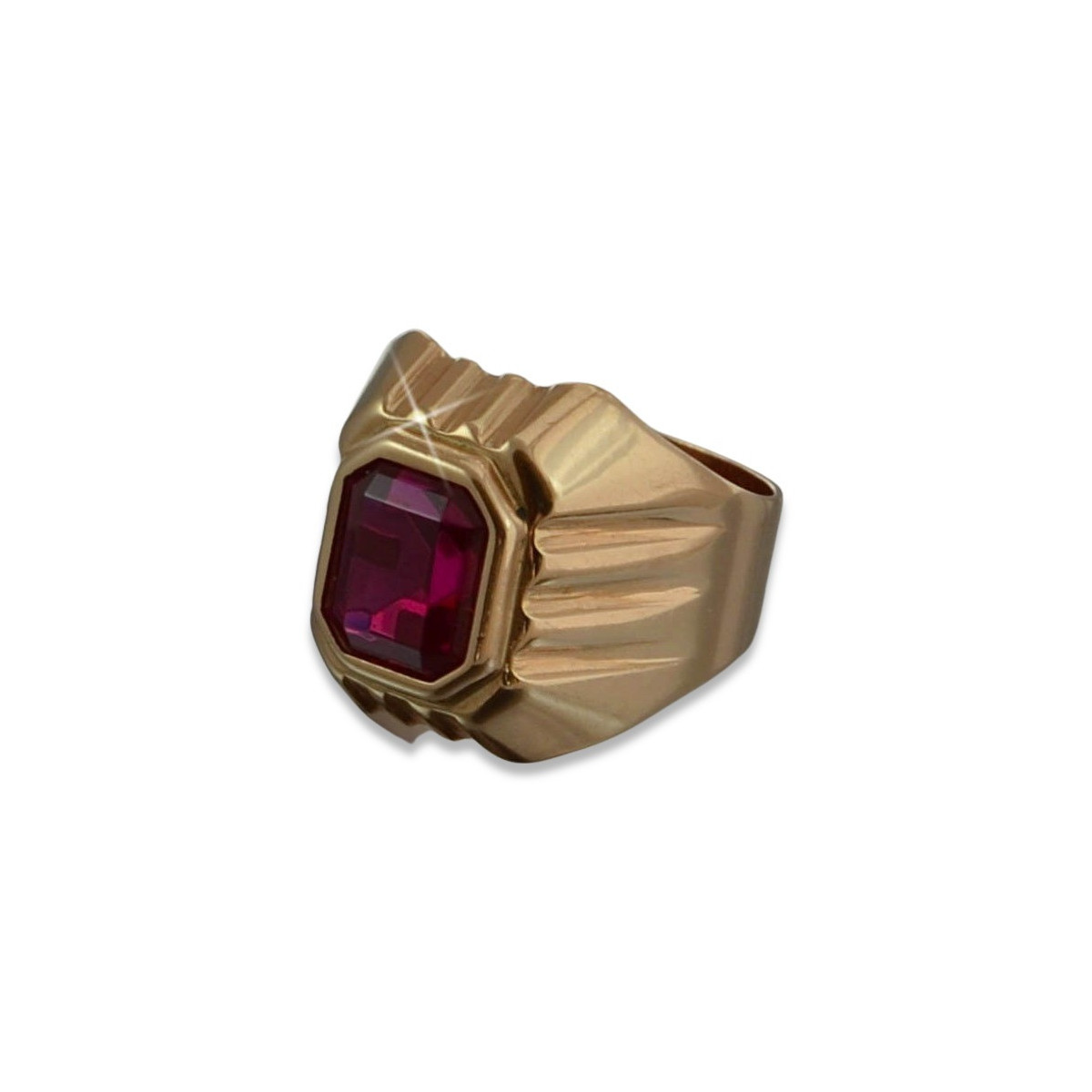 Anillo de sello de Alejandrita, Oro rosa antiguo 14k, Rubí vsc002