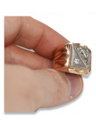 Inel semnătură Zircon, Original vintage din aur roz de 14k vsc038