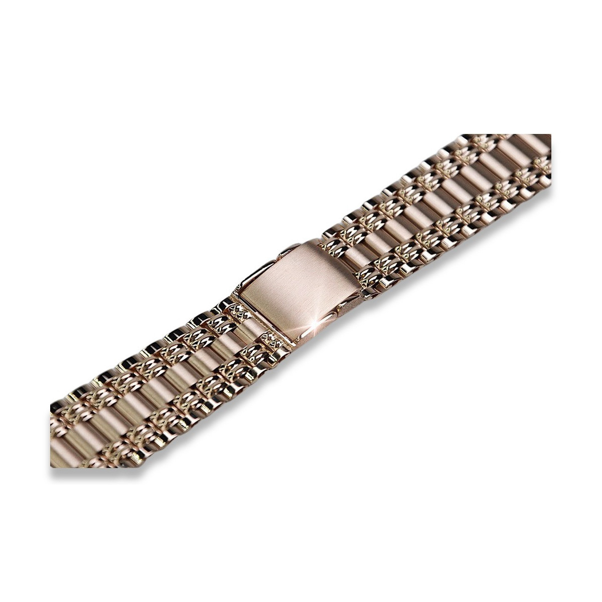 Pulsera de reloj de hombre vintage en oro rosa de 14 quilates mbw006r