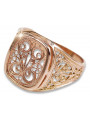 Anillo de sello de hombre en oro rosa antiguo de 14k vsn053