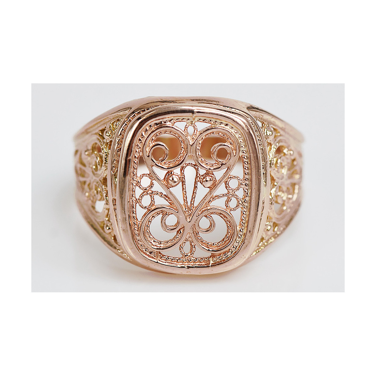 Vintage Rose Gold Men's Signet Ring 14K No Stones Original 585 Gold vsn053