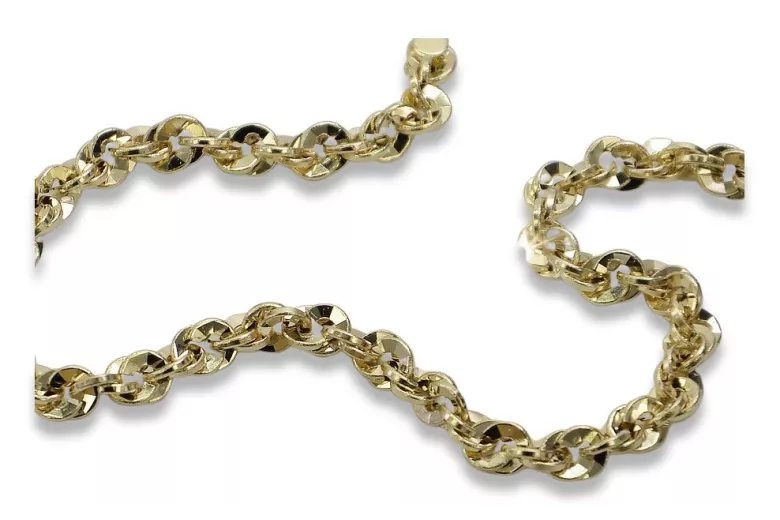 Pulsera trenzada de corte de diamante en oro amarillo italiano 14k cb074y