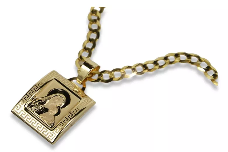 Pendentif en forme d’icône médaillon en or Mary avec chaîne ★ zlotychlopak.pl ★ or 585 333 prix bas