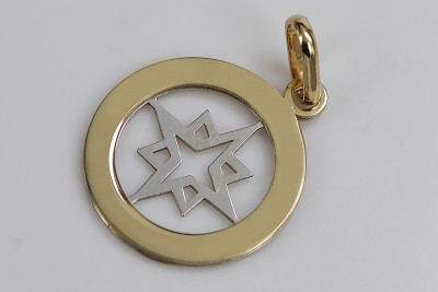 "Magnifique Pendentif Compas en Or Jaune Blanc 14k d'Origine Italienne" cpn038yw cpn038yw