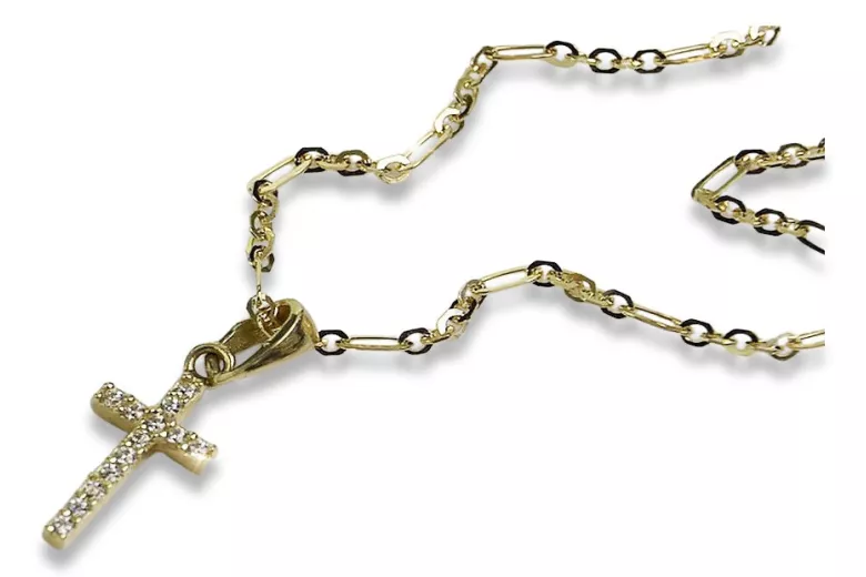 "Faithful Cross & Anchor 14k Gold Chain" ctc012y&cc084y