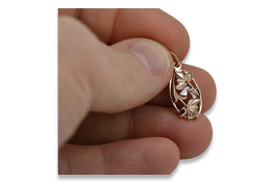 "Originales Vintage-Roségold 14k 585 Anhänger im Blatt-Design Keine Steine" vpn012 vpn012